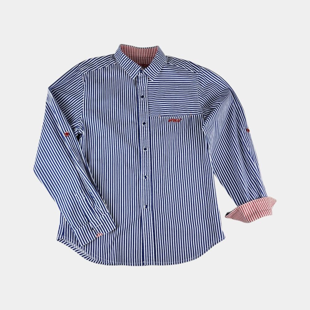Pan Con Chocolate Boys Striped Long Sleeve Dress Shirt
